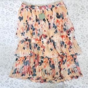 Ryegrass Floral 3 Tiered Pleated Skirt NWT